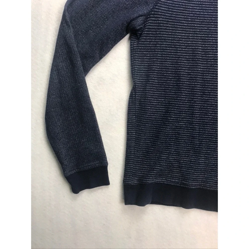 Banana‎ Republic Mens Blue Stripe Crew Neck Raglan Sleeve Pocket Sweatshirt M